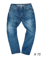 Tapered Five Pocket Hikohime Denim Cotton Pants Distressed