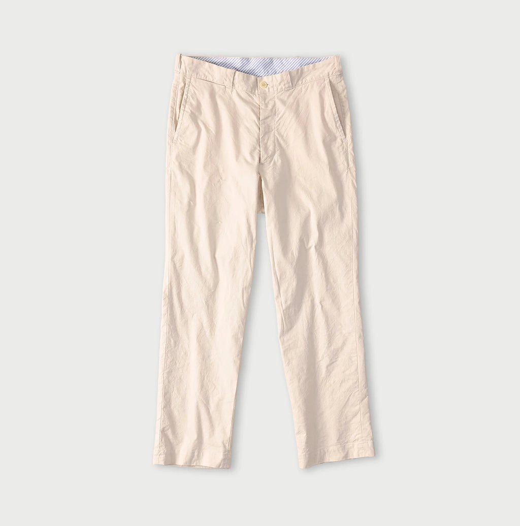 Cotton Linen OX Stretch Crosby Slacks Antique White Chambray
