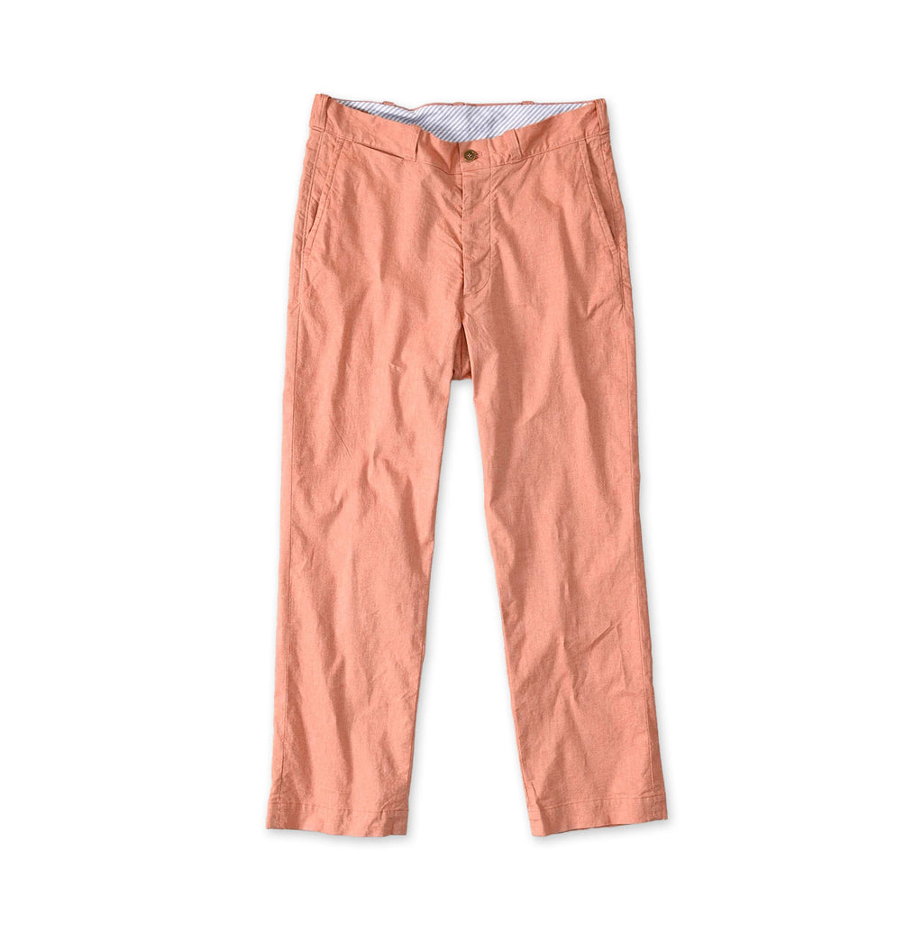 Cotton Linen OX Stretch Crosby Slacks Orange Chambray
