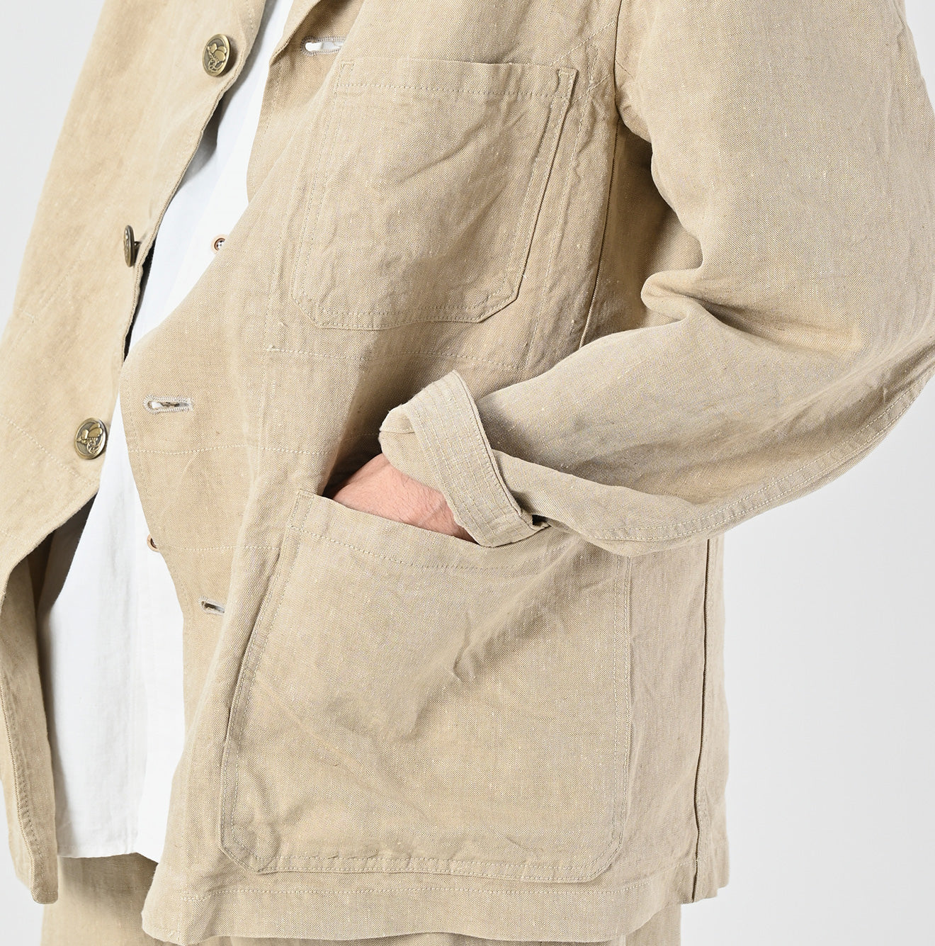Linen Cloth Nîmes Jacket Detail