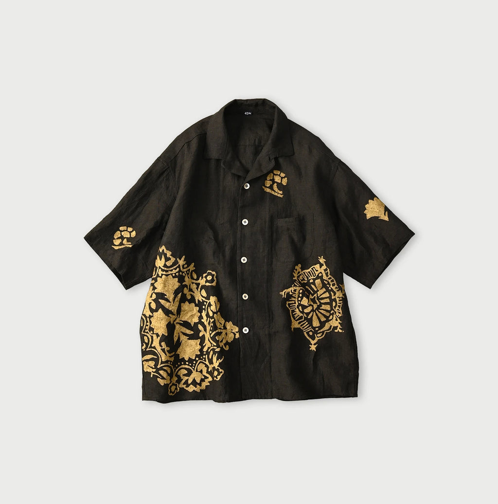 Indian Linen Gold Leaf Print LeiLei Shirt MEN