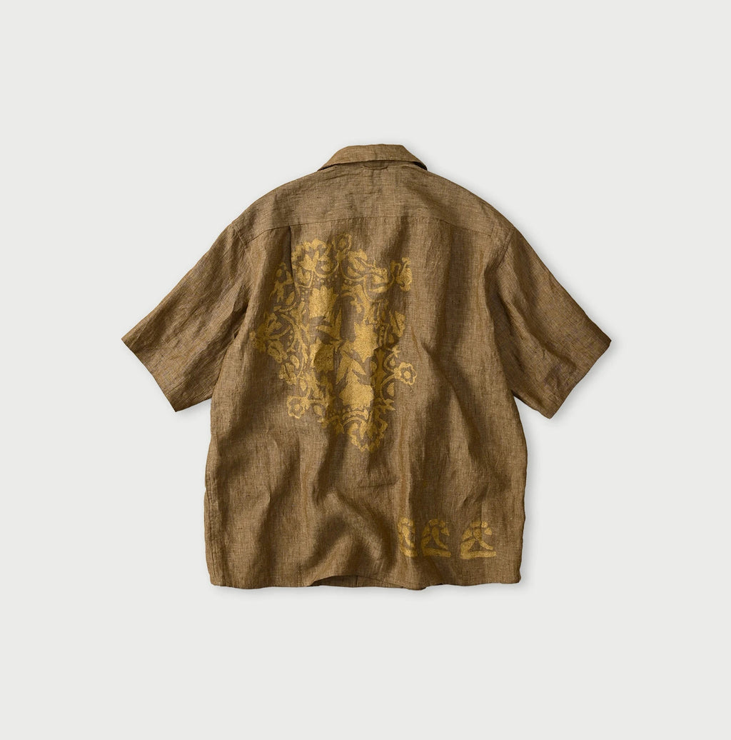 Indian Linen Gold Leaf Print LeiLei Shirt MEN