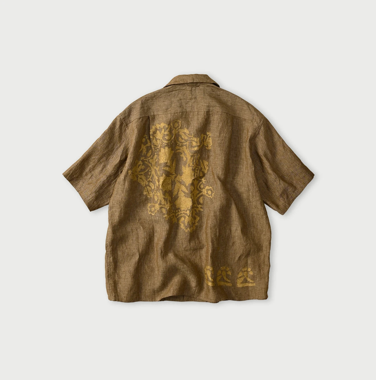 Indian Linen Gold Leaf Print LeiLei Shirt MEN