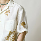 Indian Linen Gold Leaf Print LeiLei Shirt MEN