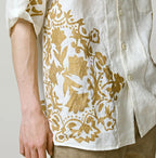 Indian Linen Gold Leaf Print LeiLei Shirt MEN