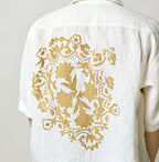 Indian Linen Gold Leaf Print LeiLei Shirt MEN