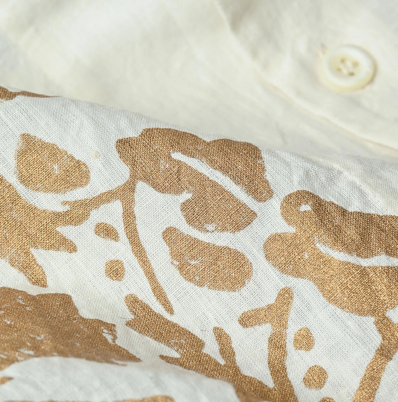 Indian Linen Gold Leaf Print LeiLei Shirt MEN