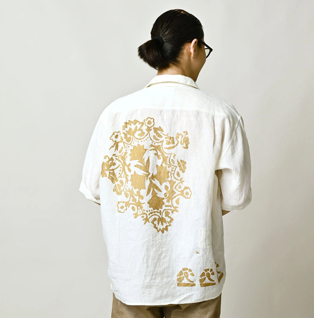 Indian Linen Gold Leaf Print LeiLei Shirt MEN