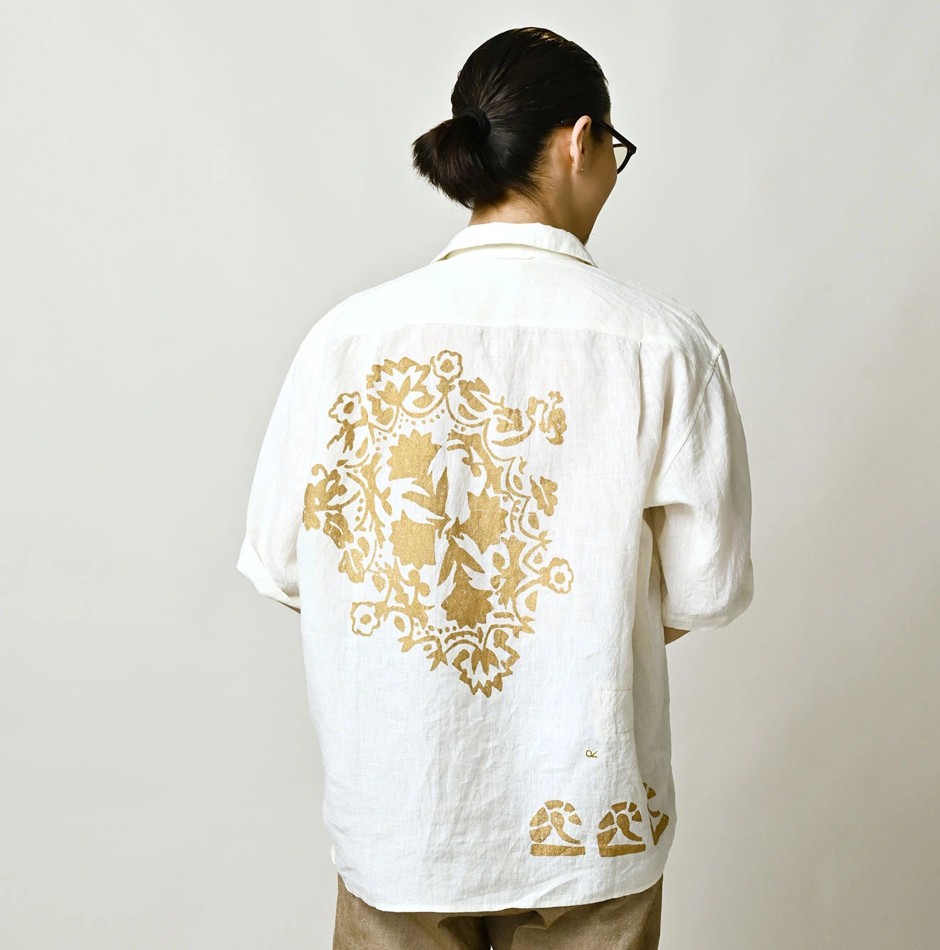 Indian Linen Gold Leaf Print LeiLei Shirt MEN