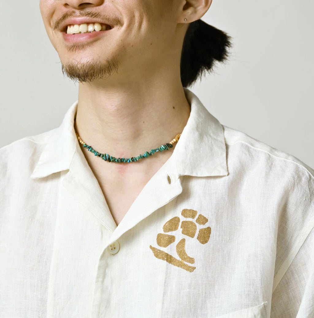 Indian Linen Gold Leaf Print LeiLei Shirt MEN