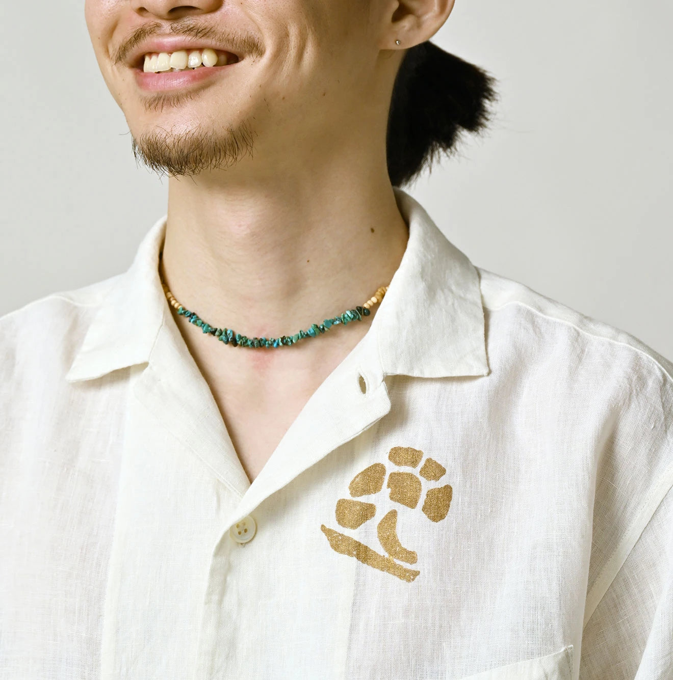 Indian Linen Gold Leaf Print LeiLei Shirt MEN