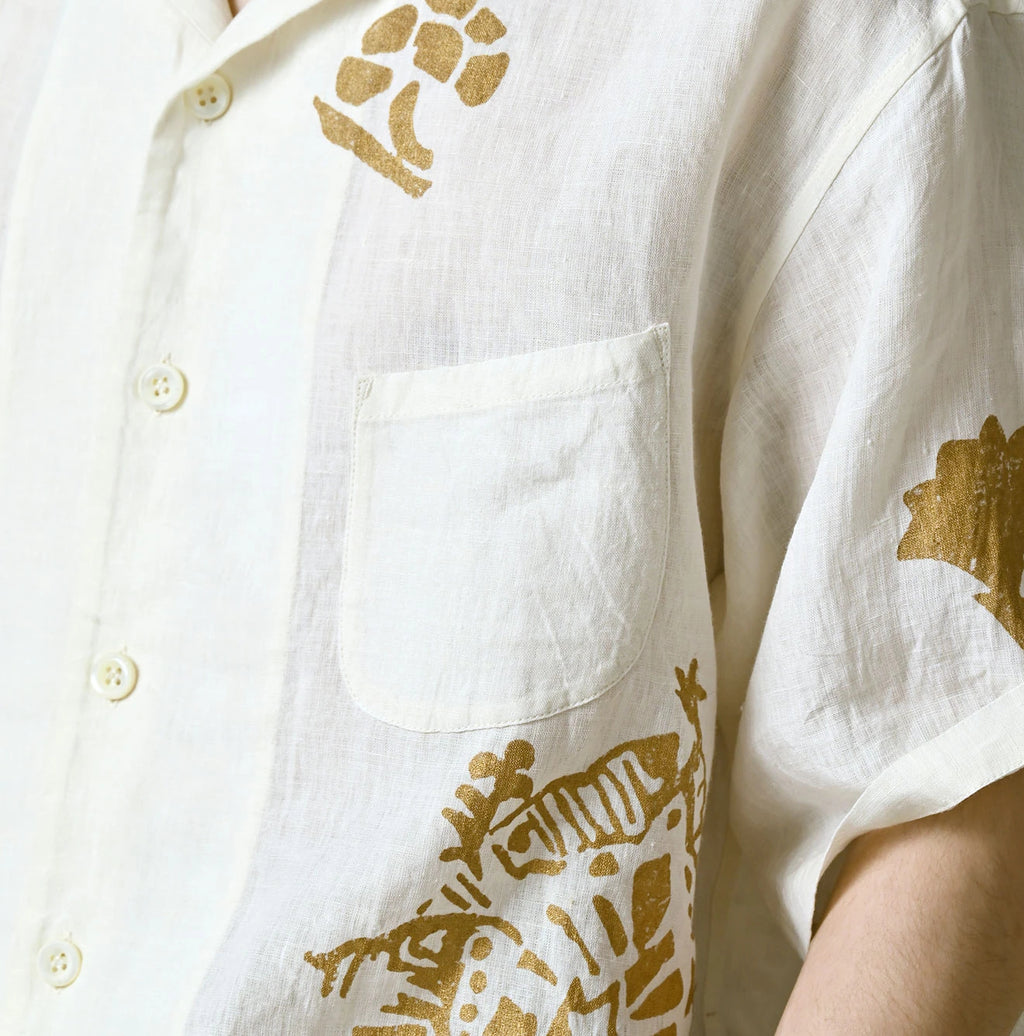 Indian Linen Gold Leaf Print LeiLei Shirt MEN