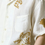 Indian Linen Gold Leaf Print LeiLei Shirt MEN