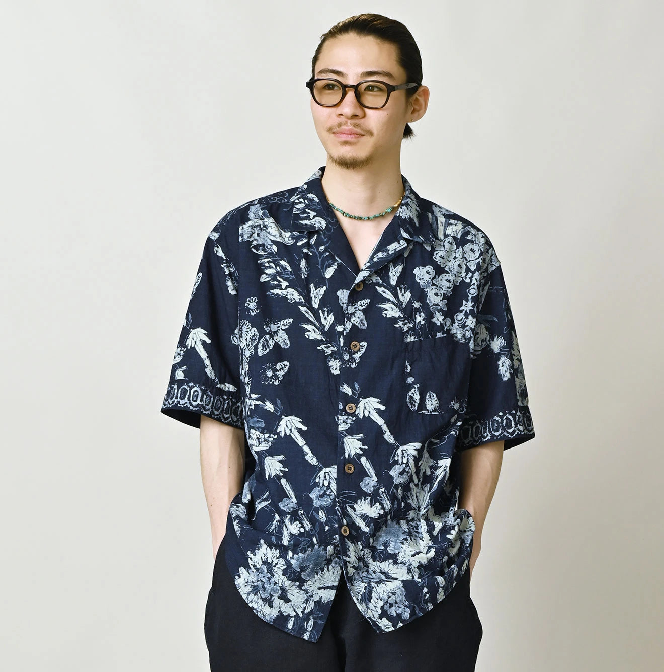 Indigo Hira Palampore Print LeiLei Shirt MEN