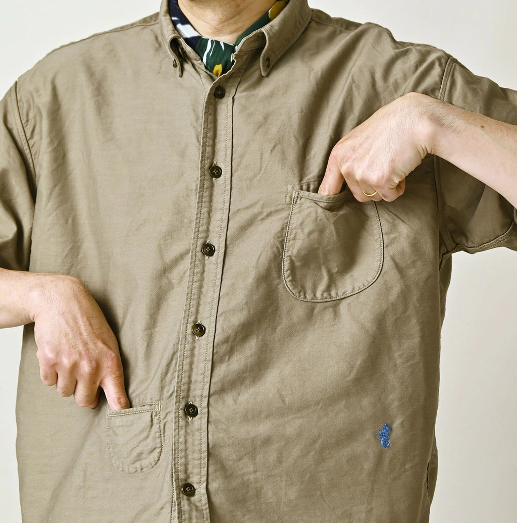 Weft Satin  Ocean Short Sleeve Shirt MEN