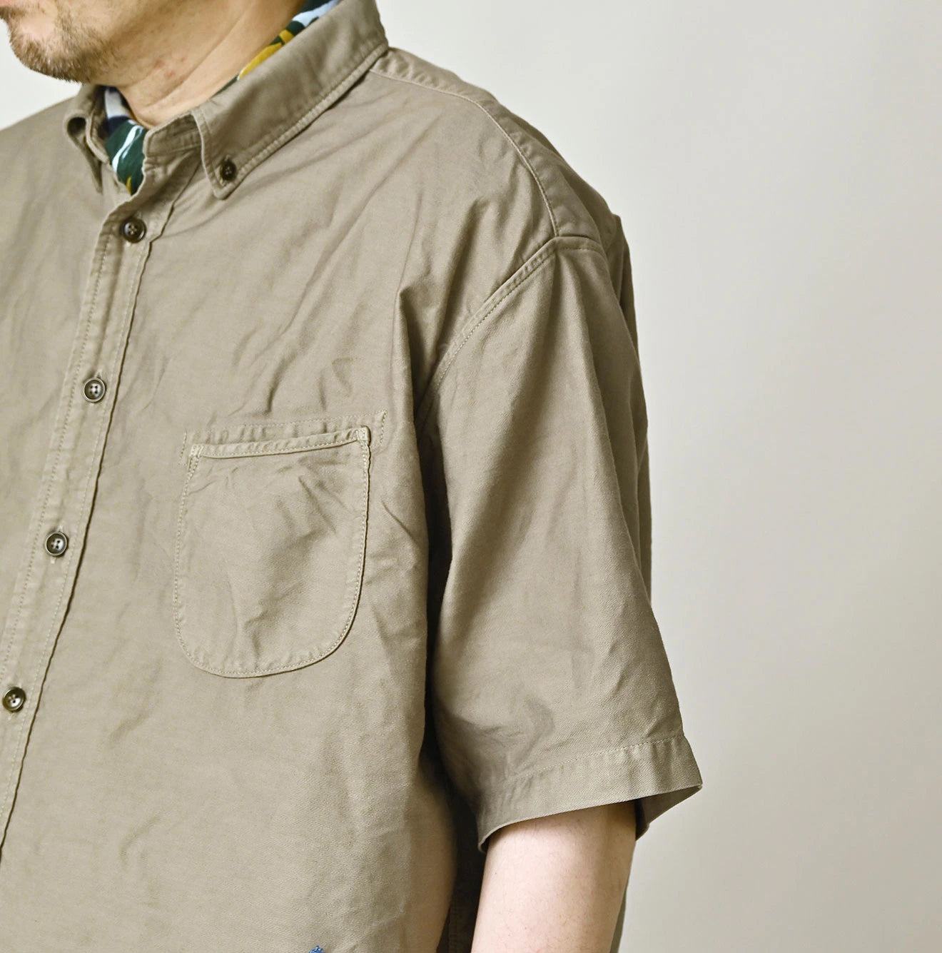 Weft Satin  Ocean Short Sleeve Shirt MEN