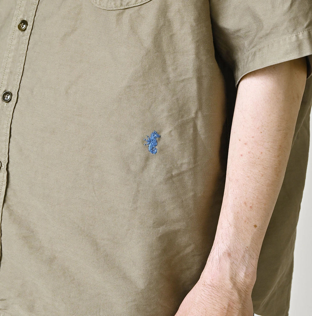Weft Satin  Ocean Short Sleeve Shirt MEN