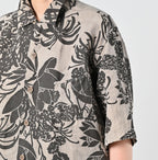 Linen Lotus Print LeiLei Shirt MEN Detail