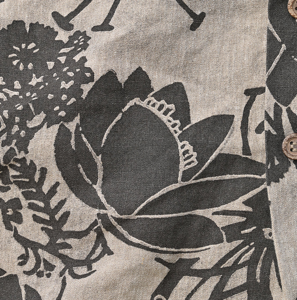 Linen Lotus Print LeiLei Shirt MEN Detail