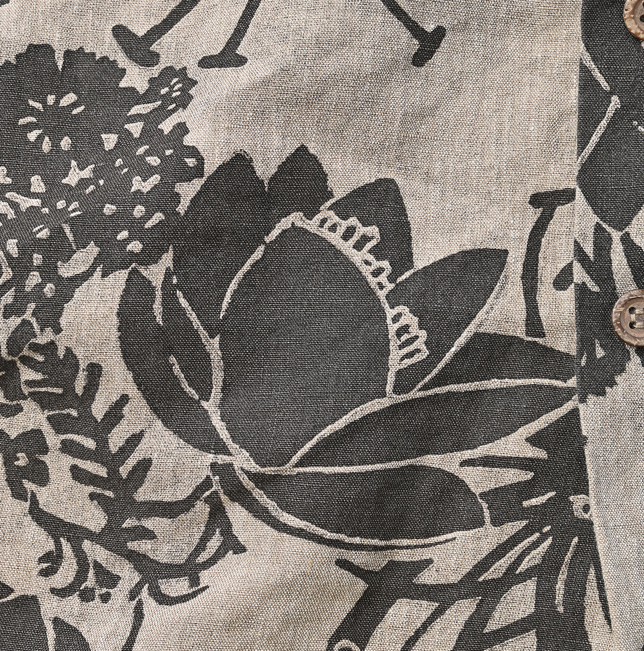 Linen Lotus Print LeiLei Shirt MEN Detail