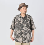Linen Lotus Print LeiLei Shirt MEN Male Model