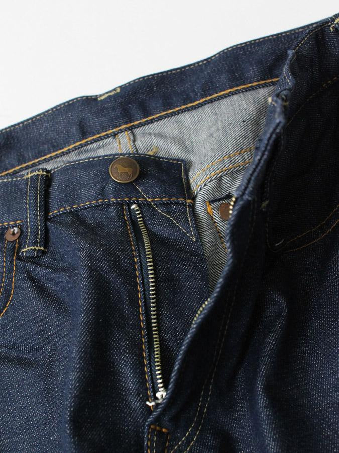 Indigo Cotton Kachin Hikohime One Wash Denim Pants