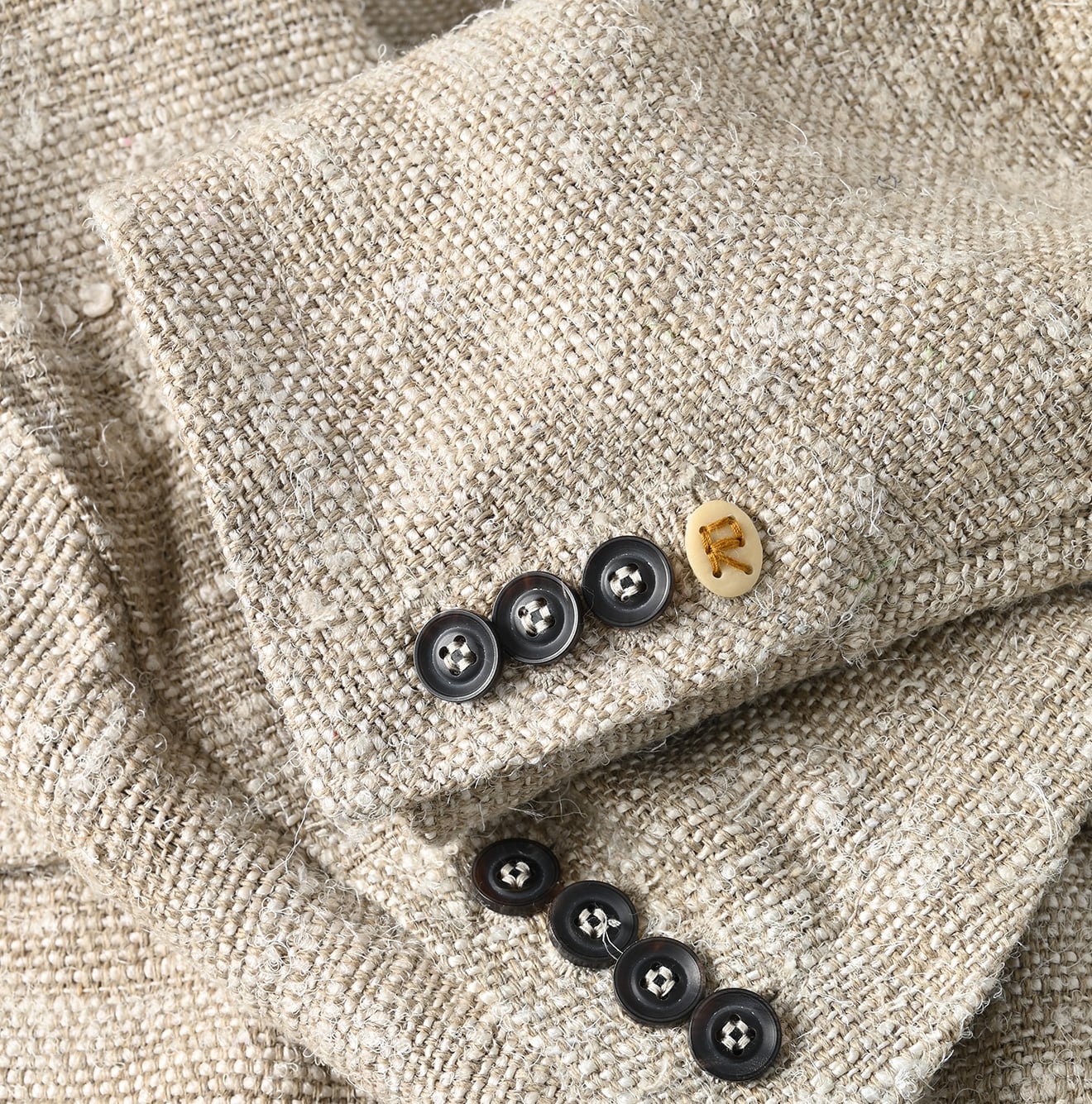 Indian Linen Silk Tweed Notting Hill Jacket Detail