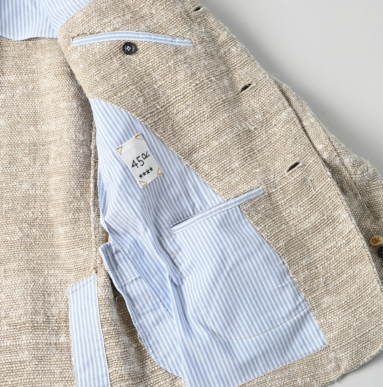 Indian Linen Silk Tweed Notting Hill Jacket Detail