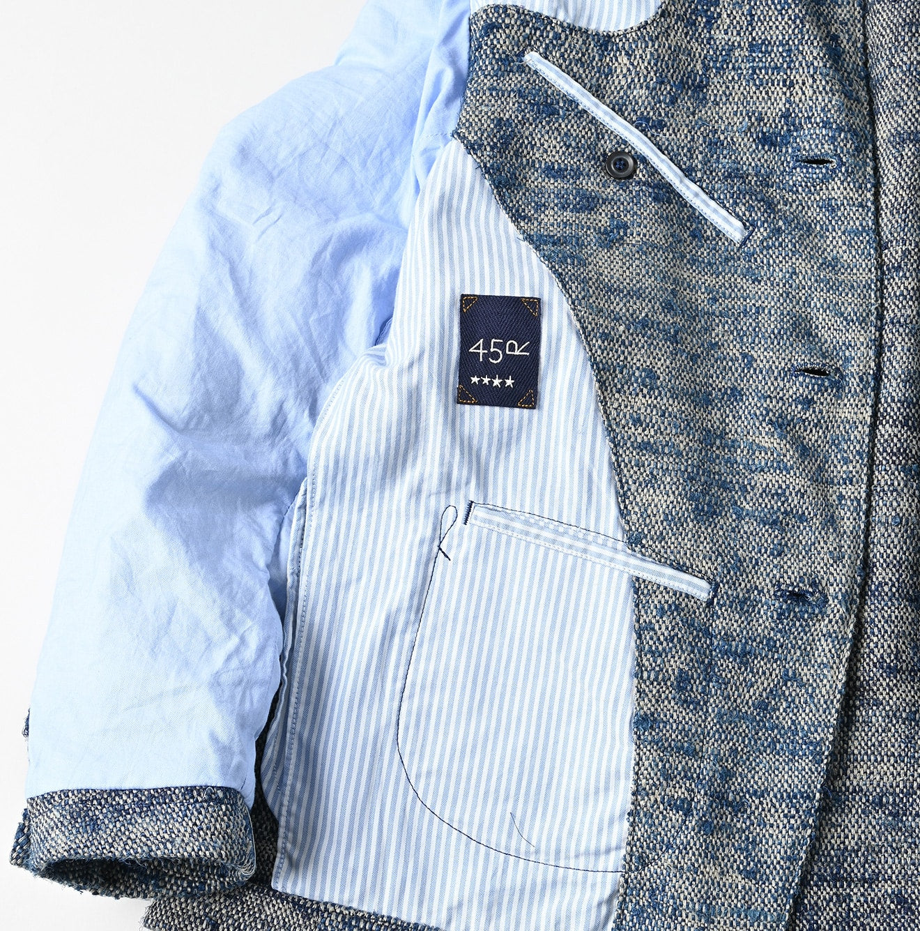 Ai Indian Linen Silk Tweed Notting Hill Jacket Detail