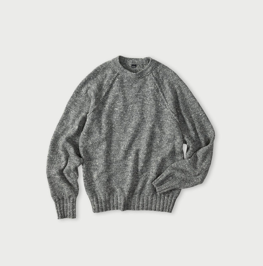 Cashmere Linen Raglan Sleeve Sweatshirt MEN Gray tweed Top