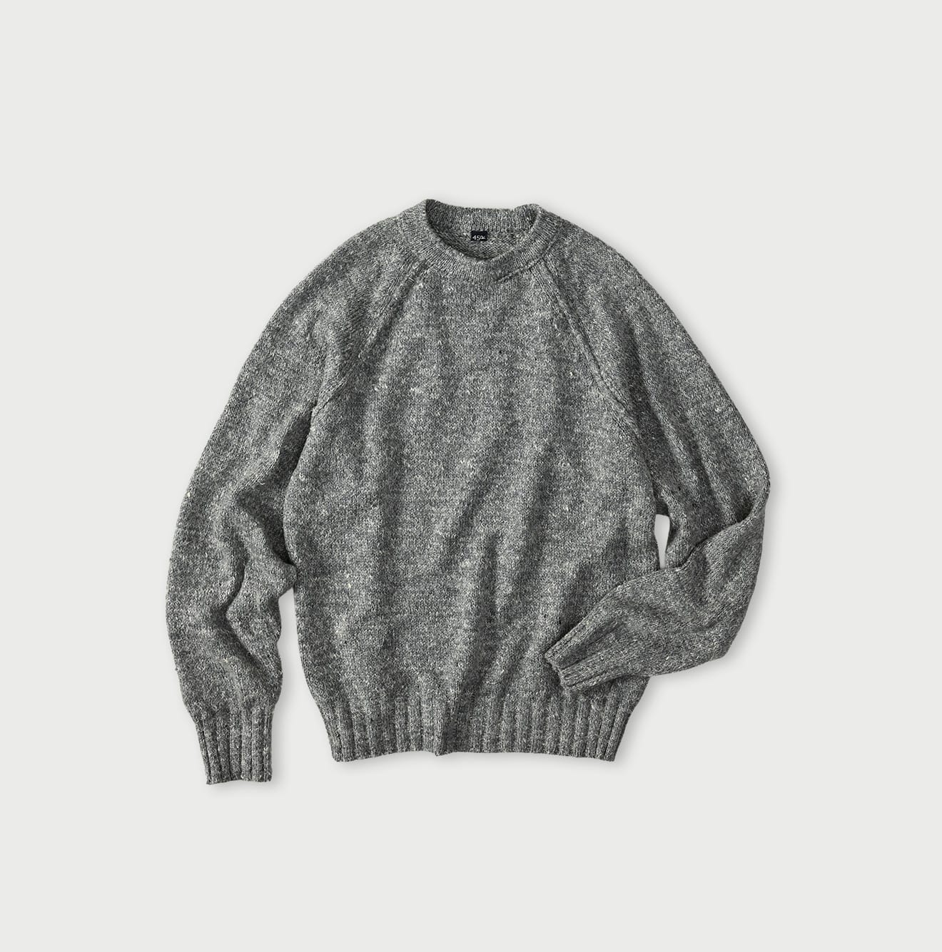 Cashmere Linen Raglan Sleeve Sweatshirt MEN Gray tweed Top