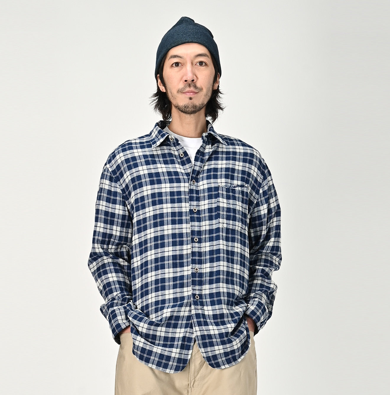 Indigo Fuwafuwa Double Woven 908 Loafer Shirt
