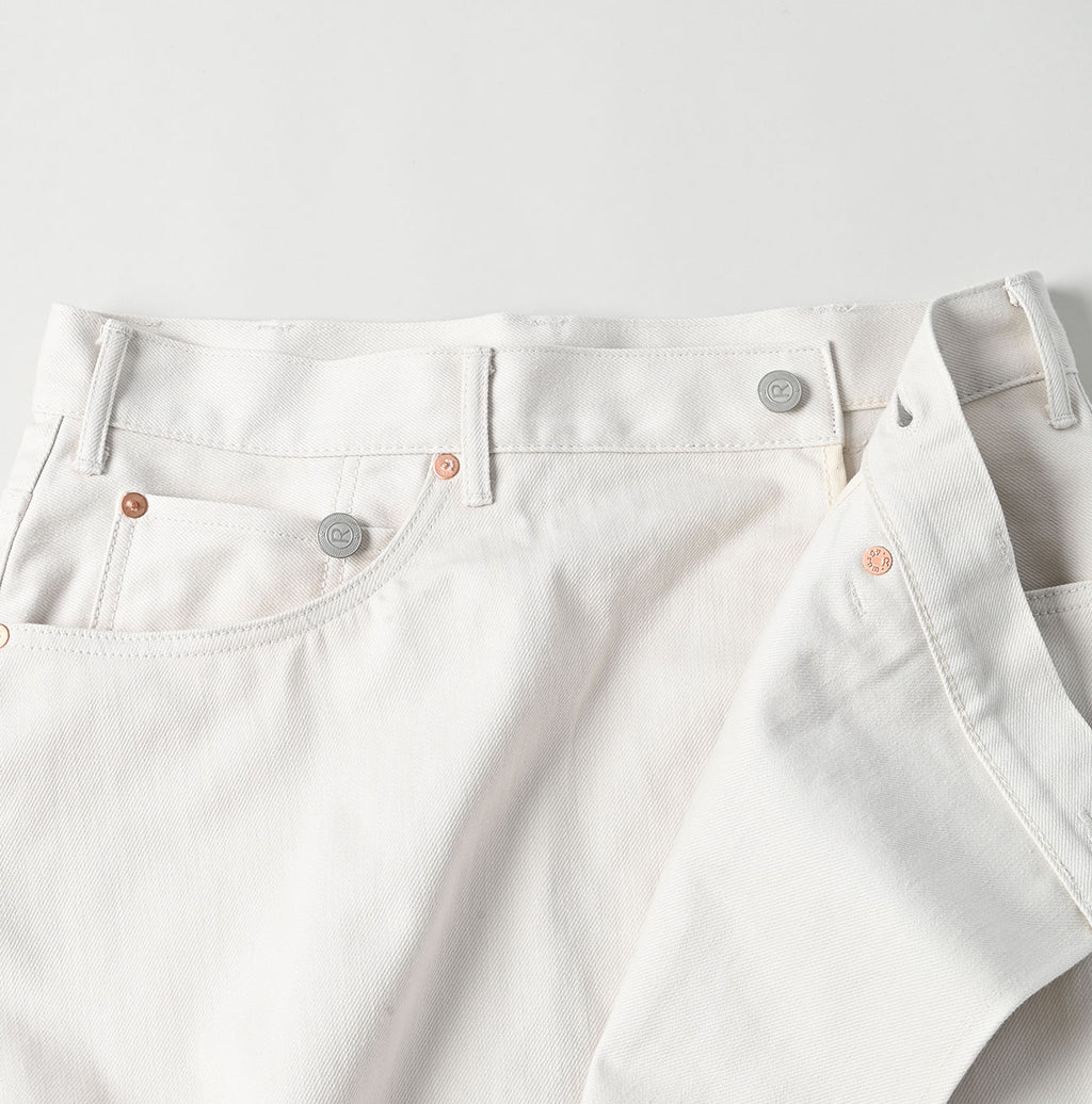Rye Mugi Denim Crossover Skirt White Itchora Detail