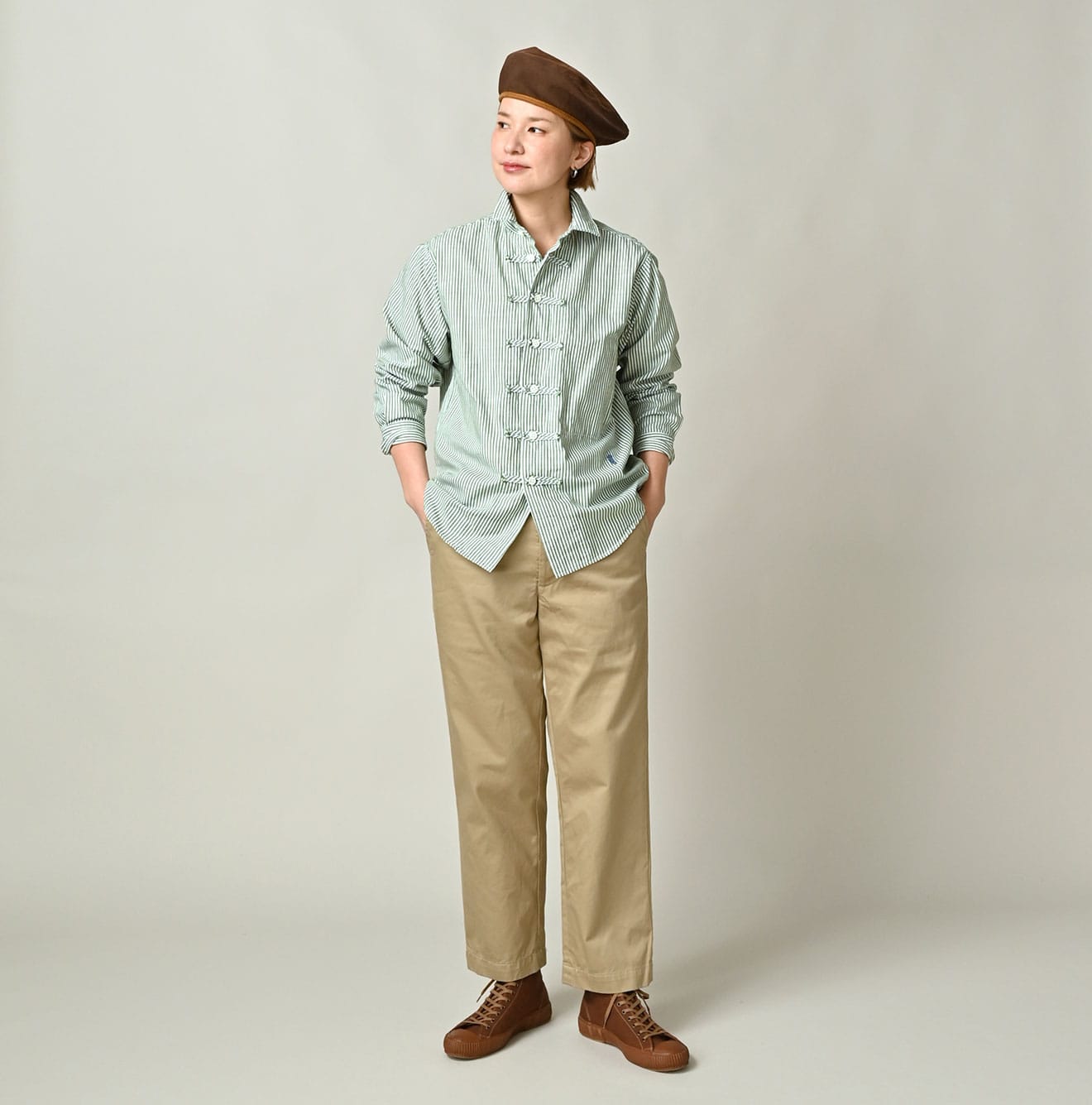 Double Thread Chino 908 Crosby Slacks Female Model