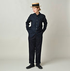 Indigo Double Thread Chino 908 Crosby Slacks Female Model
