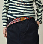 Indigo Regiment Knit Belt Female Model