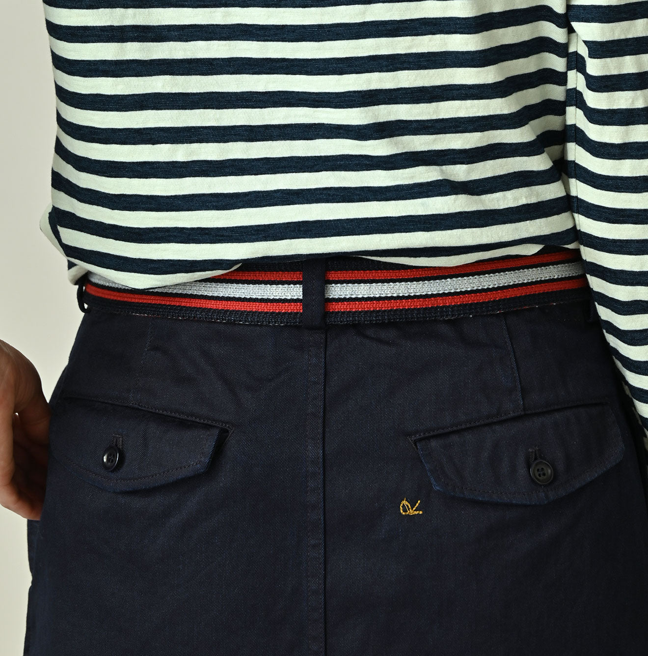 Indigo Regiment Knit Belt Female Model