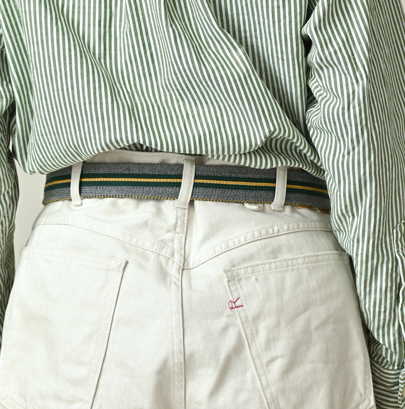Regiment Knit Belt Linen Female Model