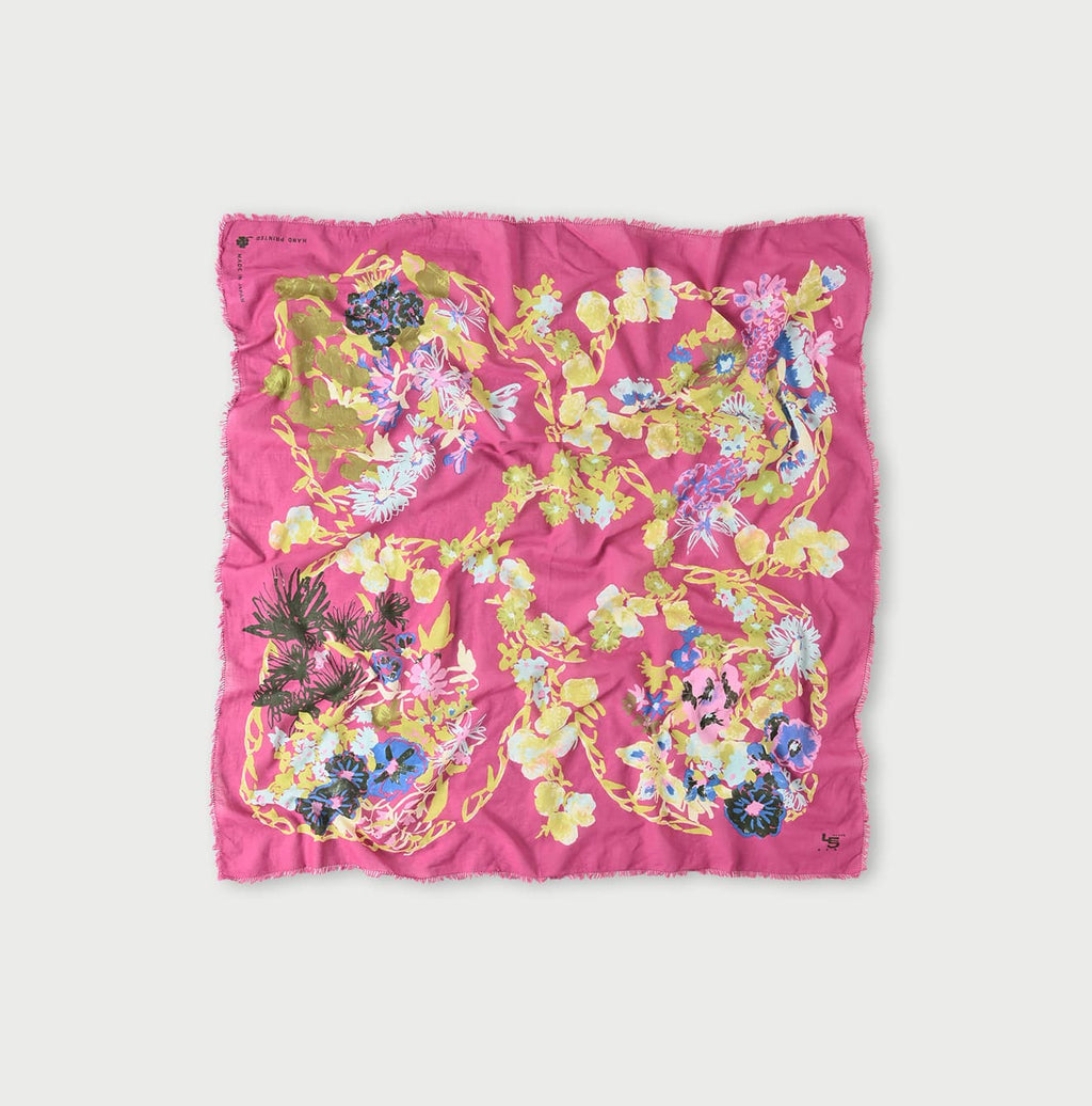 Gauze Flower Wreath Furoshiki Dark Pink