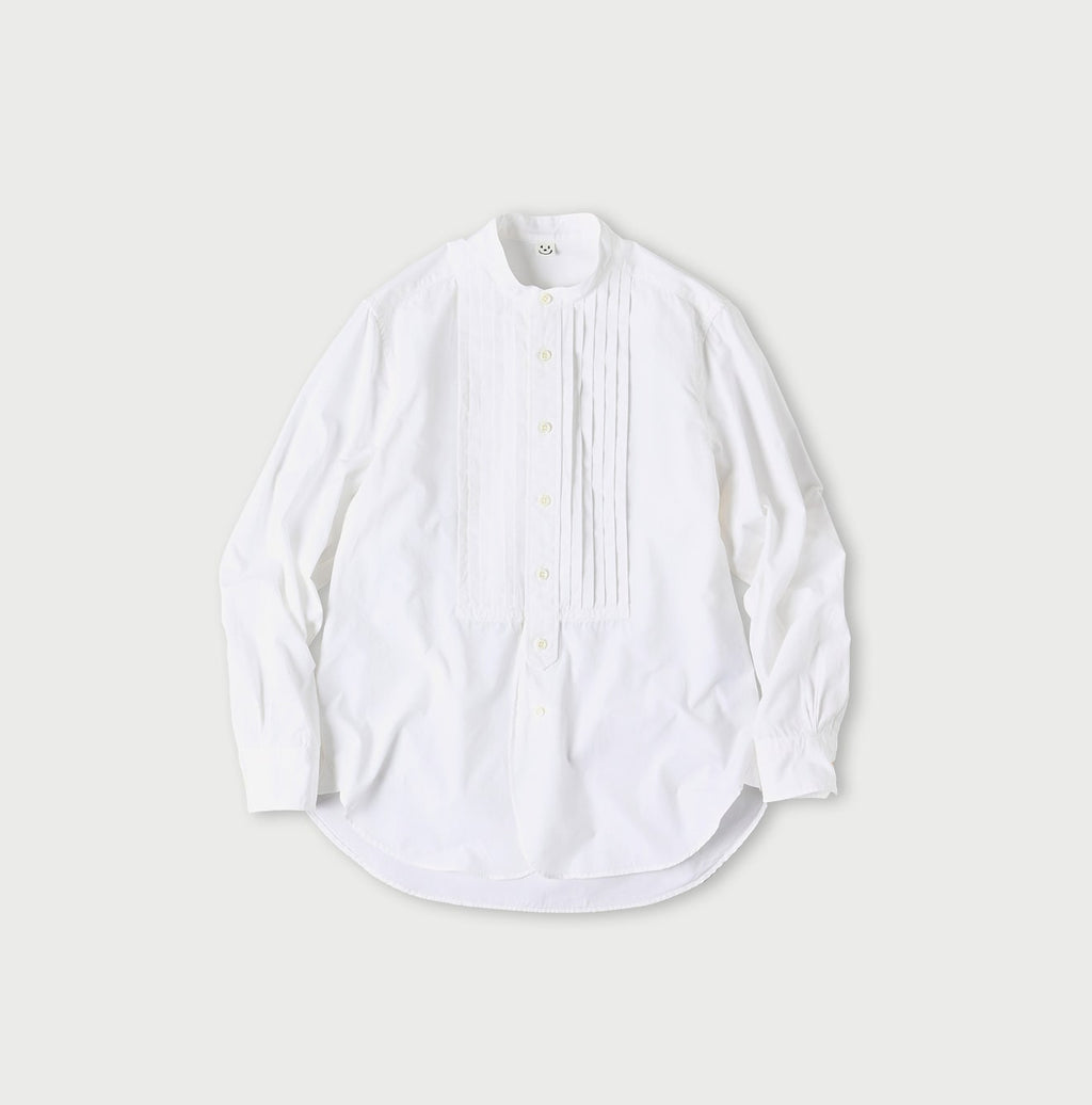 Miko 908 Loafer Pintuck Stand Collar Shirt White