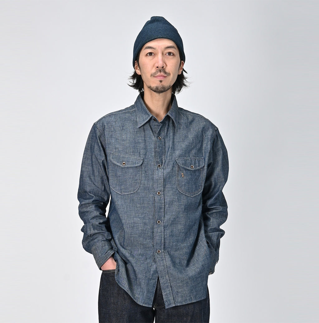 Indigo Dungaree Denim 908 Eastern Shirt Male Model