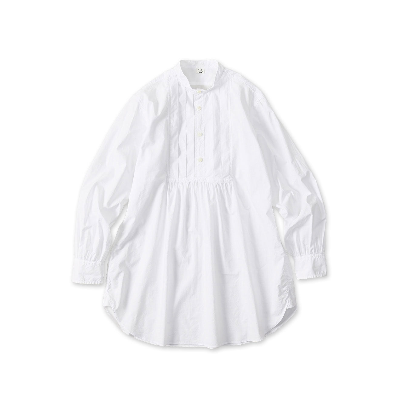Supima Batiste Tuck Stand Collar Shirt White