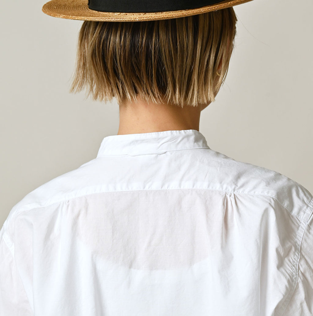 Supima Batiste Tuck Stand Collar Shirt Detail