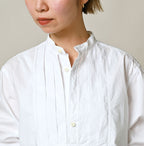 Supima Batiste Tuck Stand Collar Shirt Detail