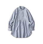 Supima Batiste Tuck Stand Collar Shirt Blue Mini Plaid