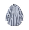 Supima Batiste Tuck Stand Collar Shirt Blue Mini Plaid