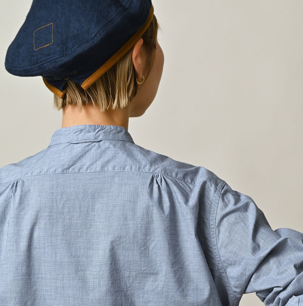 Supima Batiste Tuck Stand Collar Shirt Detail