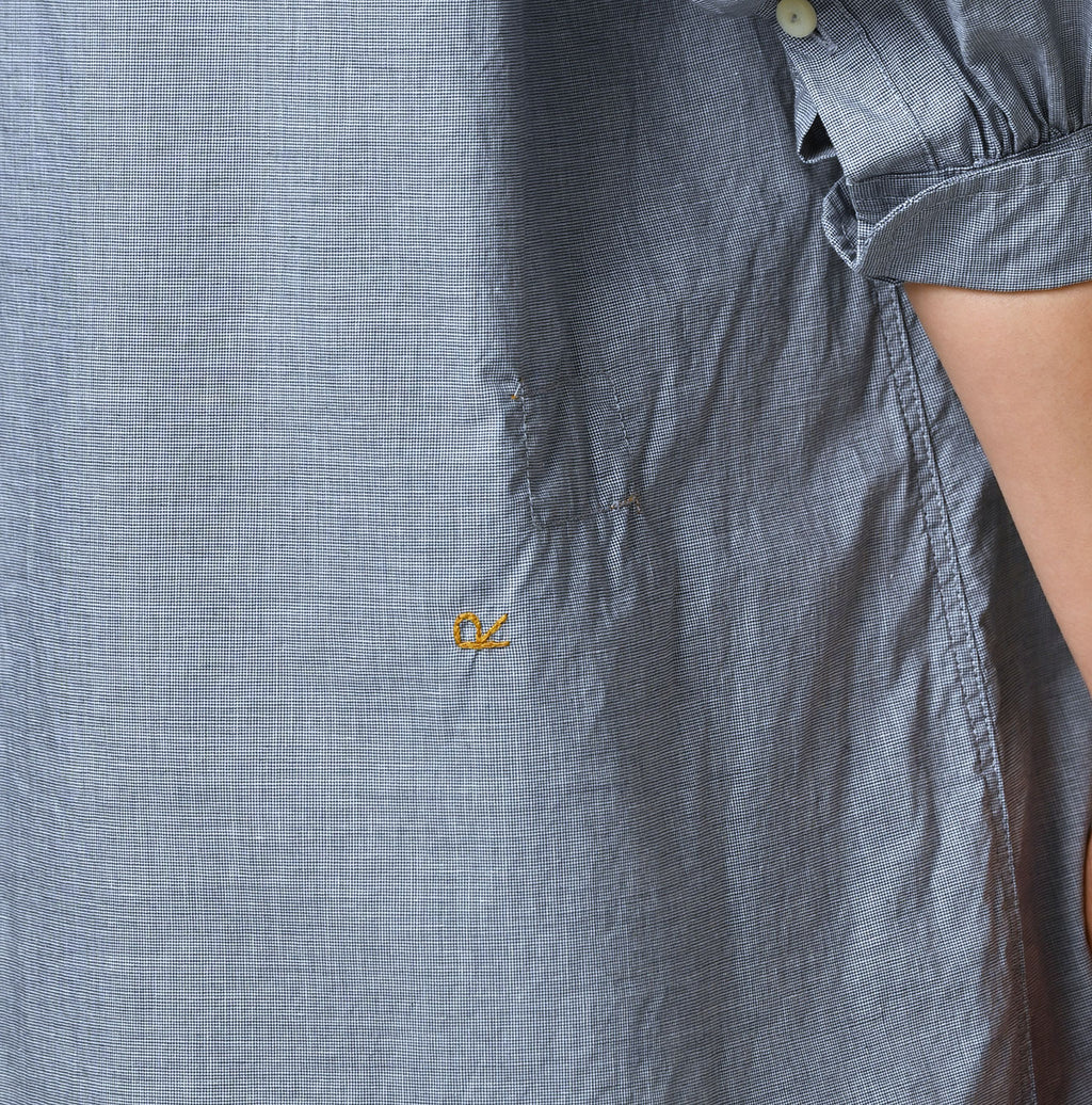 Supima Batiste Tuck Stand Collar Shirt Detail
