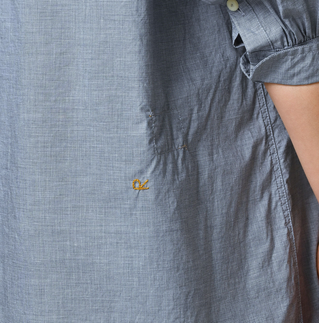 Supima Batiste Tuck Stand Collar Shirt Detail