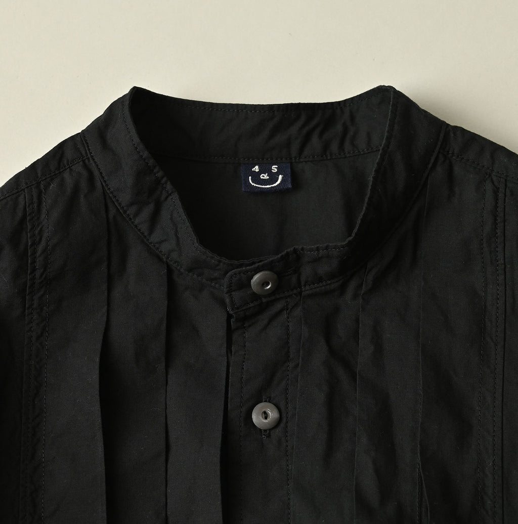 Supima Batiste Tuck Stand Collar Shirt Detail